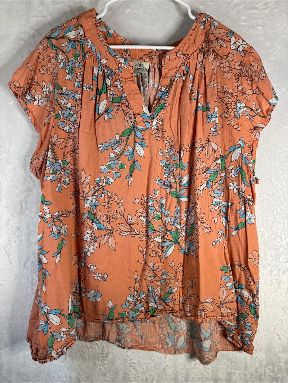 St John's Bay 3x Floral Peasant Blouse Coral